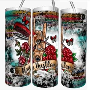 Hair Hustler 20 oz Straight Tumbler with a Straw Included